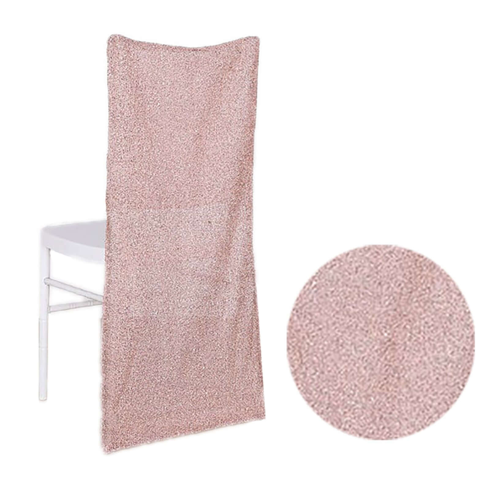Stretch Spandex Chair Back Slipcover with Metallic Shimmer Tinsel Rose Gold - Wrinkle-Resistant Chiavari Chair Back Cover - Image 14