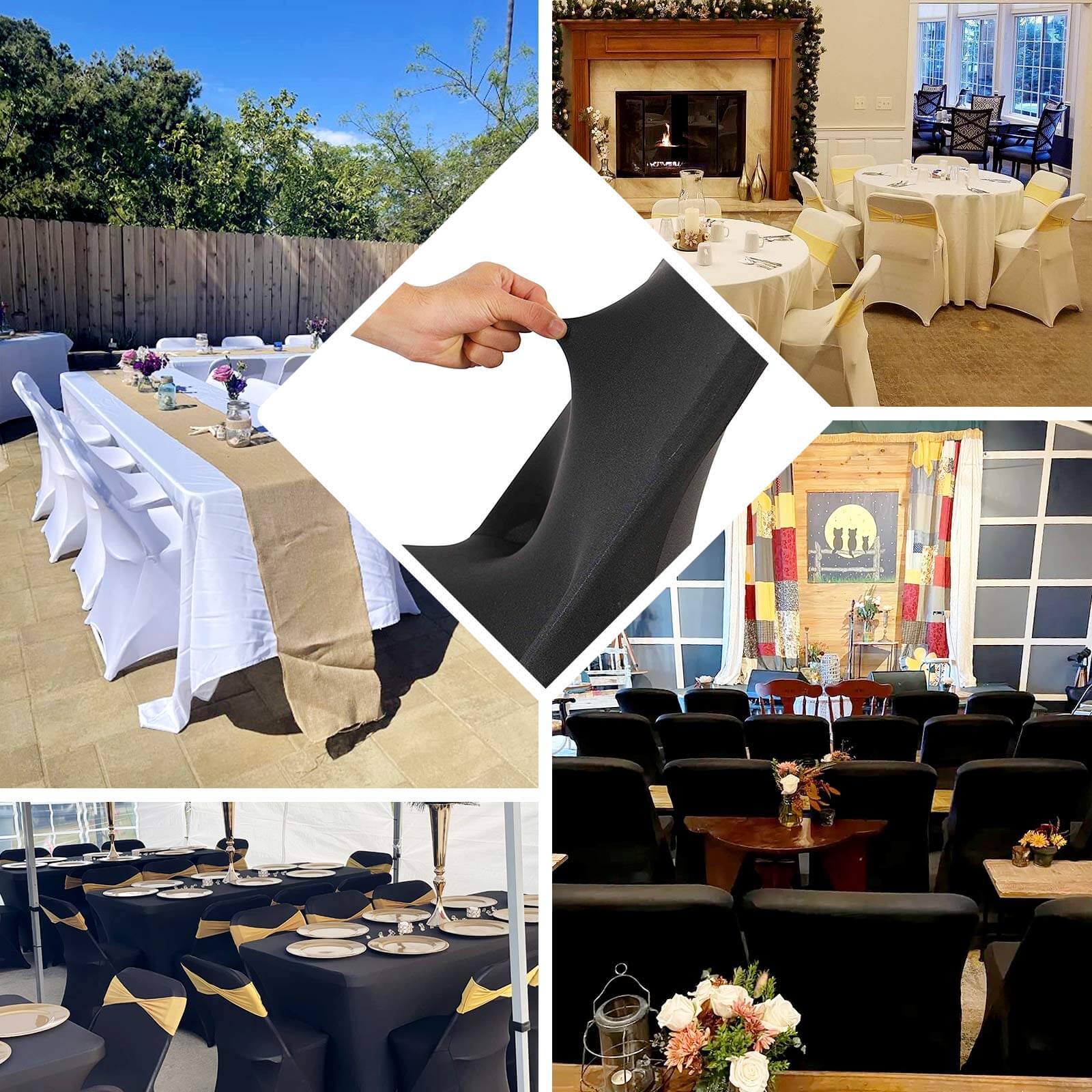 Stretch Spandex Chair Cover White - Sleek Durable Secure Fit Slipcover for Lifetime Folding Chairs - Image 4