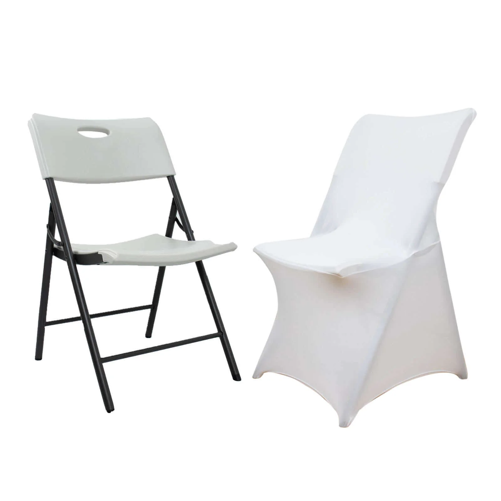 Stretch Spandex Chair Cover White - Sleek Durable Secure Fit Slipcover for Lifetime Folding Chairs - Image 5