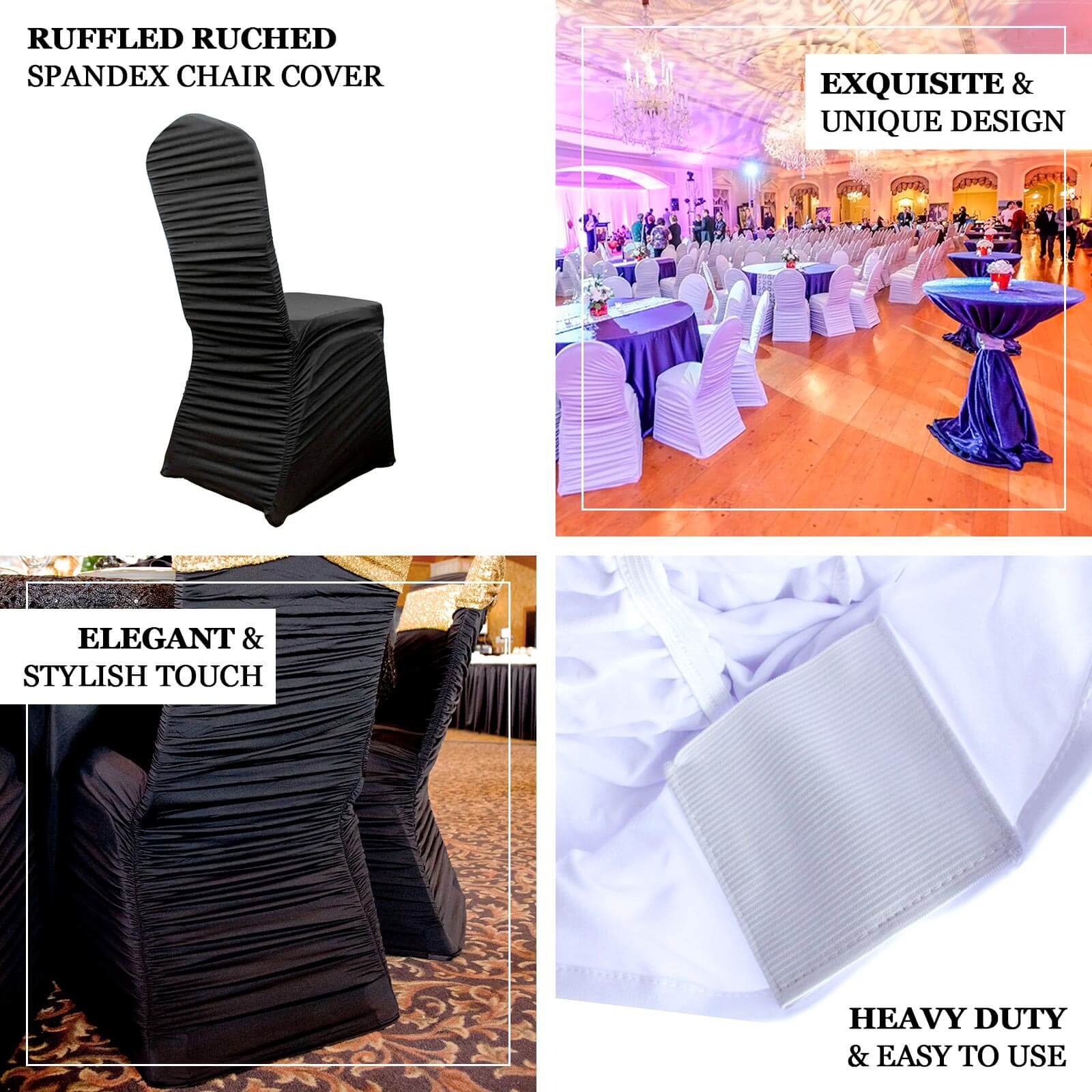 Stretch Spandex Fitted Banquet Chair Cover Ivory Rouge - Durable Slip-On Slipcover - Image 3