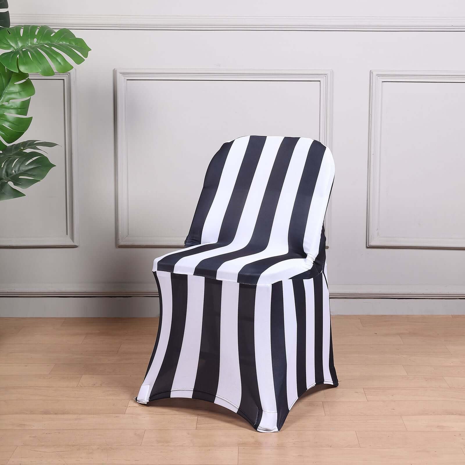 Stretch Spandex Folding Chair Cover Black/White 2"