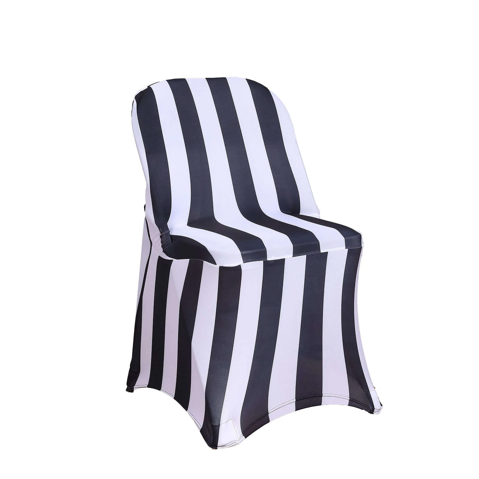 Stretch Spandex Folding Chair Cover Black/White 2" - Image 7