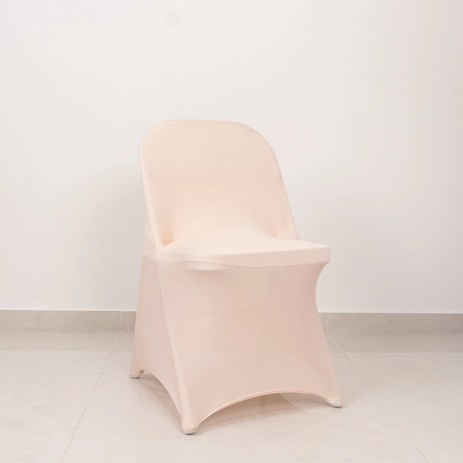 Stretch Spandex Folding Chair Cover Blush - Wrinkle Resistant Fitted Slipcover with Silver Rhinestone Buckled Sash Band Accent - Image 6