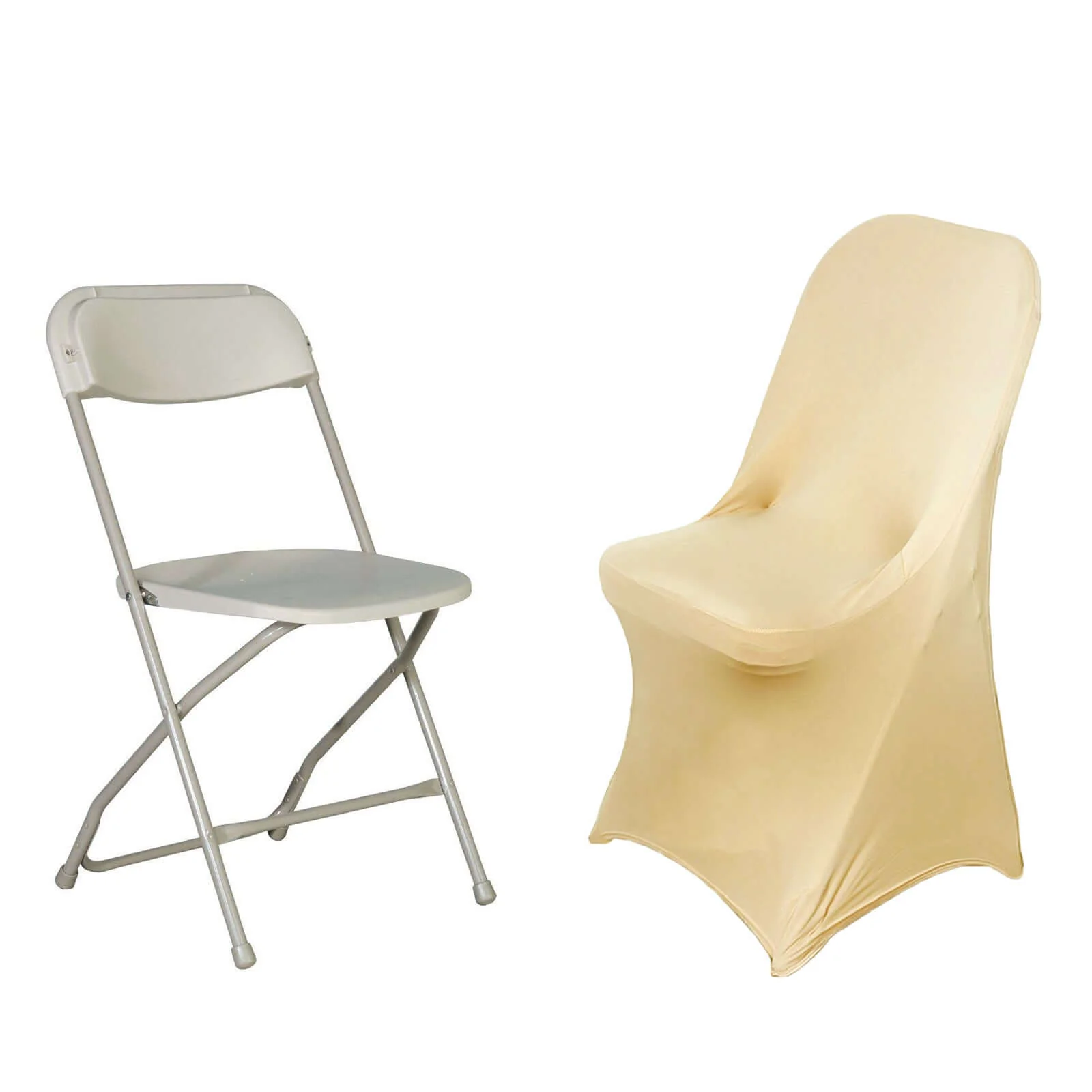 Stretch Spandex Folding Chair Cover Champagne - Durable 160GSM Fitted Slipcover - Image 2