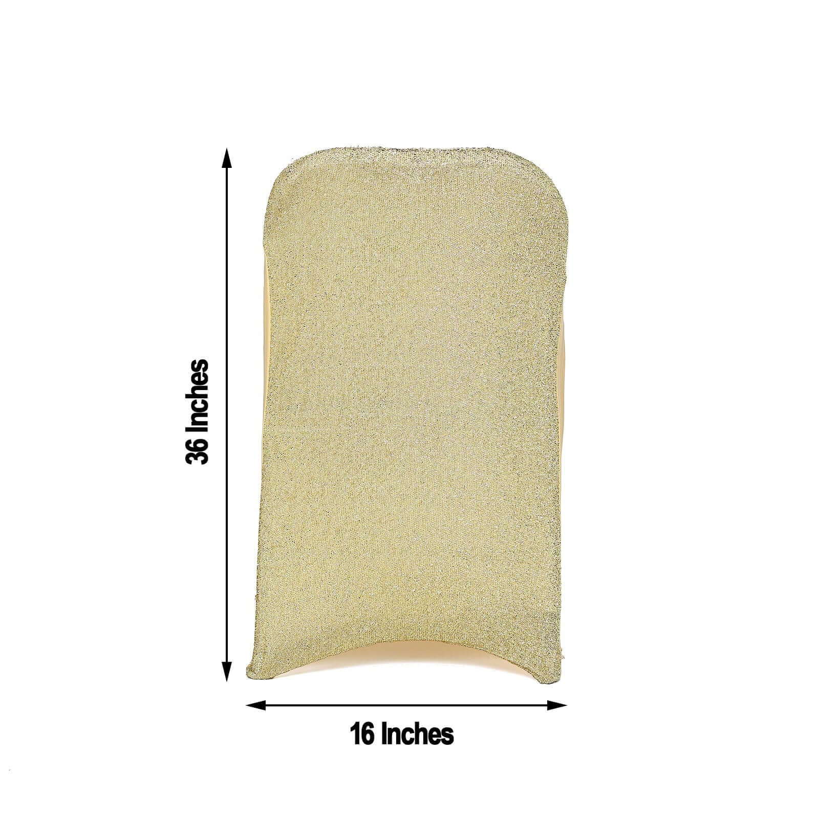 Stretch Spandex Folding Chair Cover Champagne with Metallic Shimmer Tinsel Back Design - Durable Fitted Slipcover with Foot Pockets - Image 3
