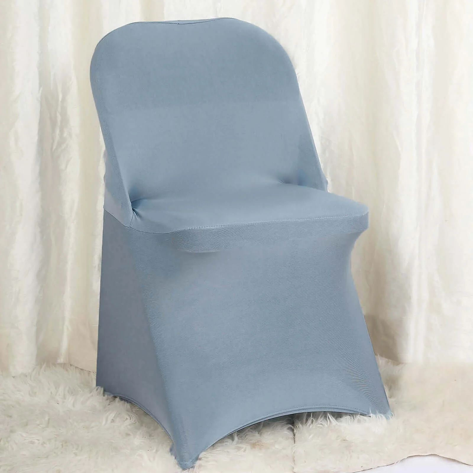 Stretch Spandex Folding Chair Cover Dusty Blue - Durable 160GSM Fitted Slipcover - Image 3