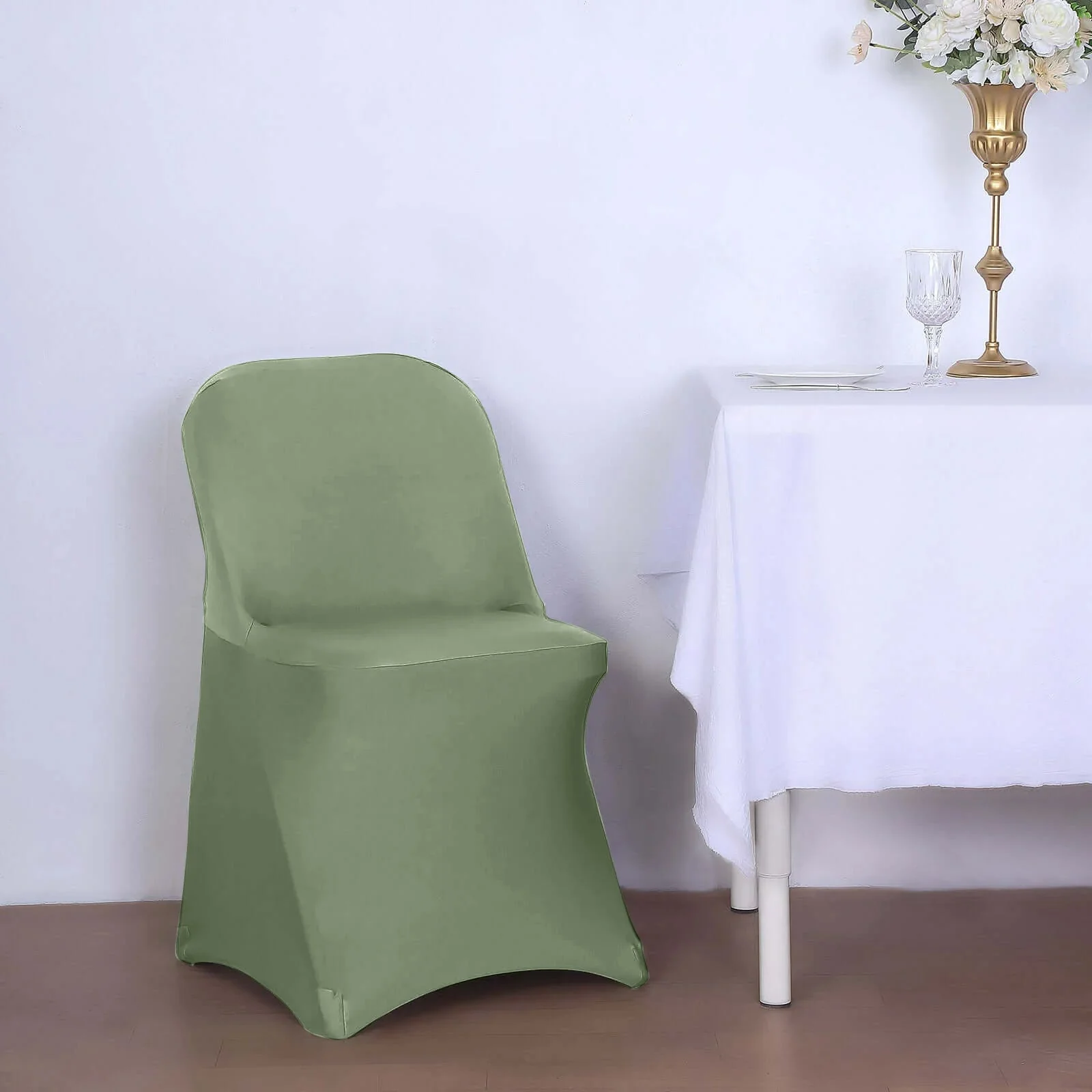 Stretch Spandex Folding Chair Cover Dusty Sage Green - Durable 160GSM Fitted Slipcover - Image 5