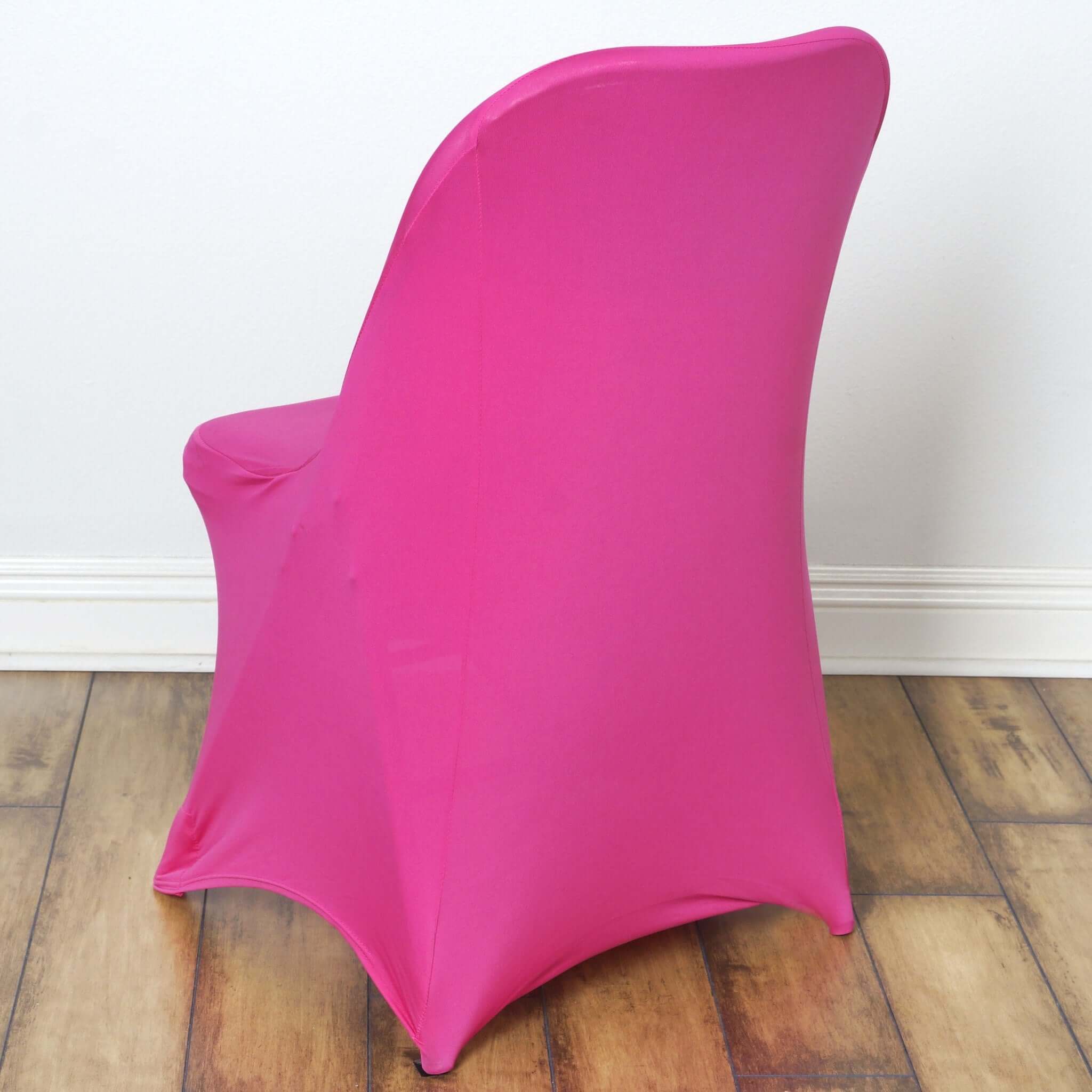 Stretch Spandex Folding Chair Cover Fuchsia - Durable 160GSM Fitted Slipcover - Image 2
