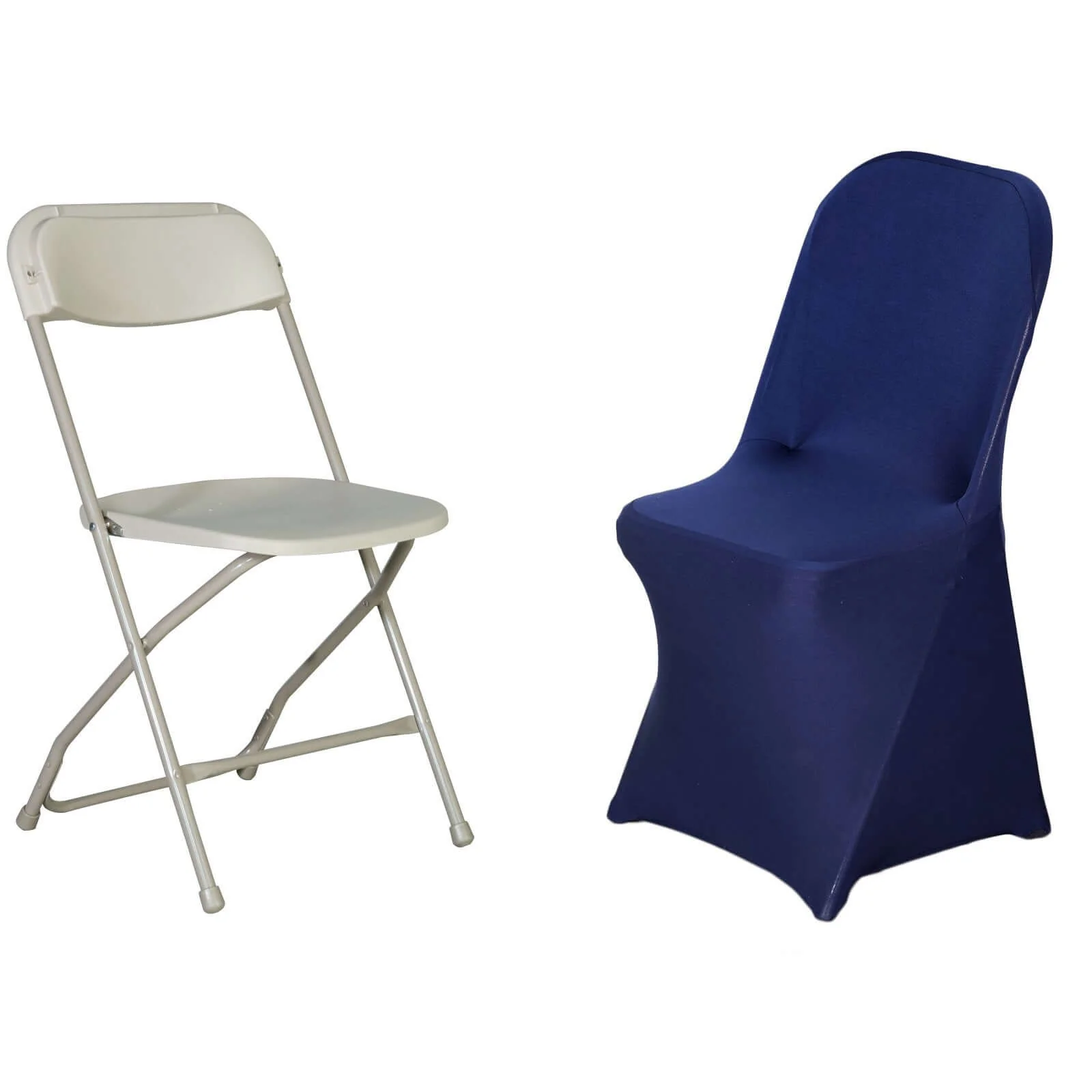 Stretch Spandex Folding Chair Cover Navy Blue - Durable 160GSM Fitted Slipcover - Image 5
