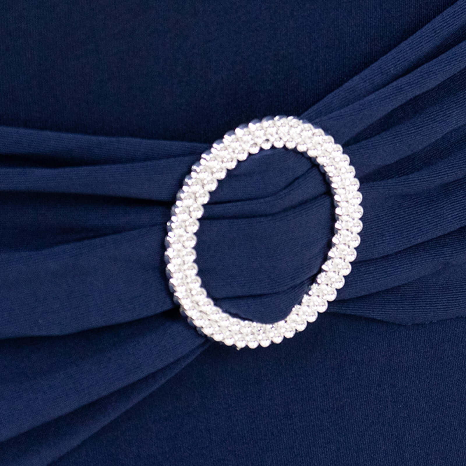 Stretch Spandex Folding Chair Cover Navy Blue - Wrinkle Resistant Fitted Slipcover with Silver Rhinestone Buckled Sash Band Accent - Image 7