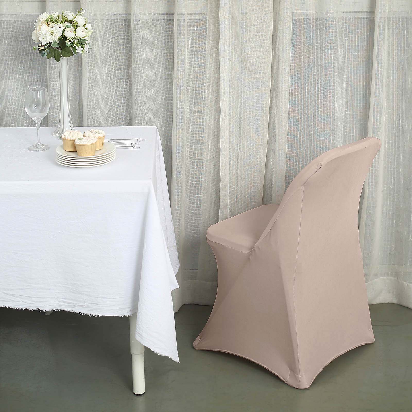 Stretch Spandex Folding Chair Cover Nude - Durable 160GSM Fitted Slipcover - Image 7