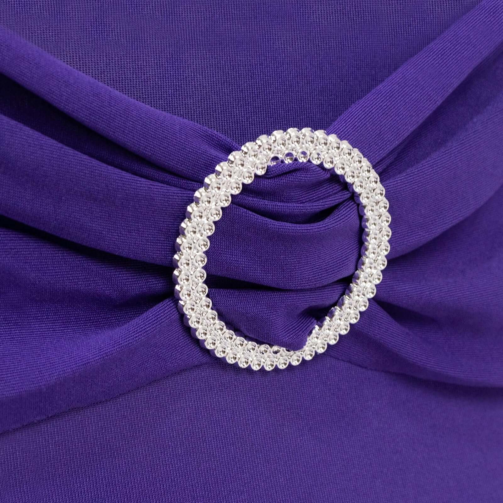 Stretch Spandex Folding Chair Cover Purple - Wrinkle Resistant Fitted Slipcover with Silver Rhinestone Buckled Sash Band Accent - Image 8