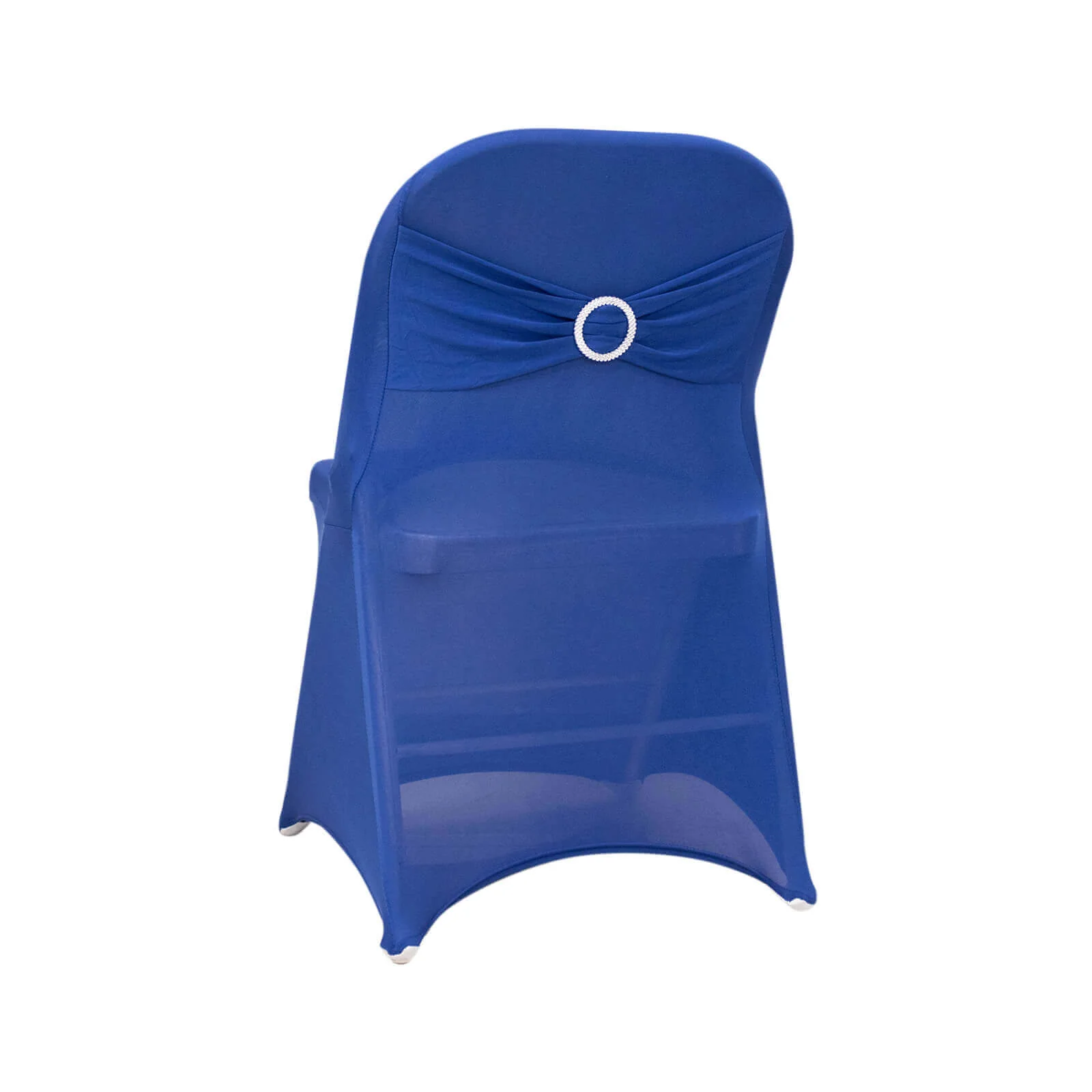 Stretch Spandex Folding Chair Cover Royal Blue - Wrinkle Resistant Fitted Slipcover with Silver Rhinestone Buckled Sash Band Accent - Image 6