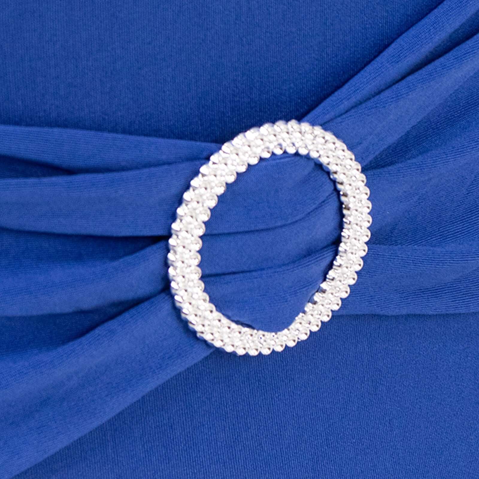 Stretch Spandex Folding Chair Cover Royal Blue - Wrinkle Resistant Fitted Slipcover with Silver Rhinestone Buckled Sash Band Accent - Image 7