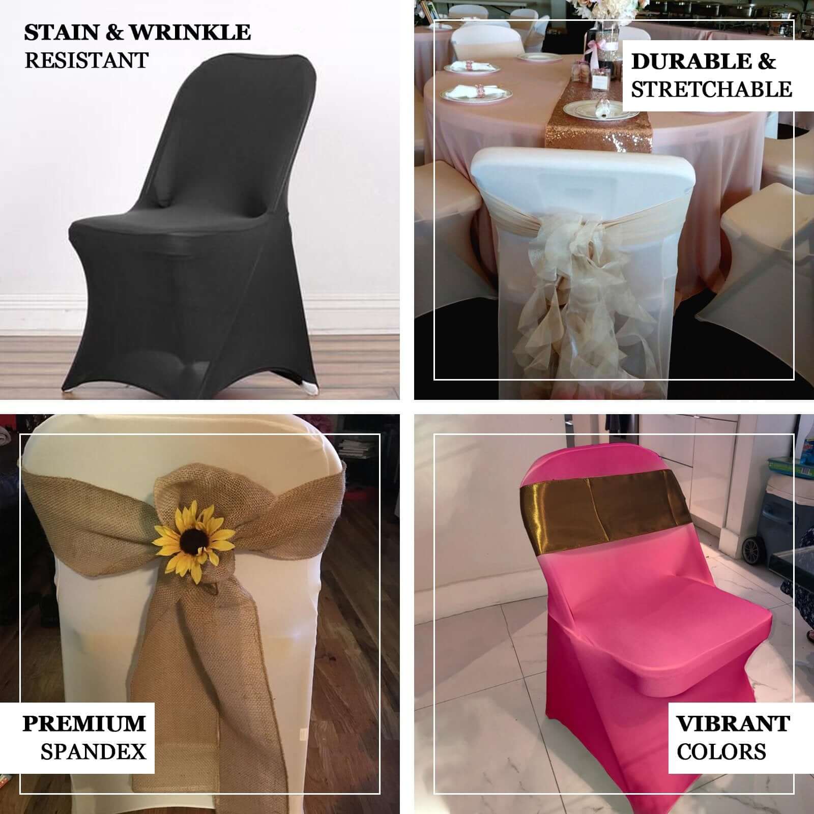 Stretch Spandex Folding Chair Cover Sage Green - Durable 160GSM Fitted Slipcover - Image 3