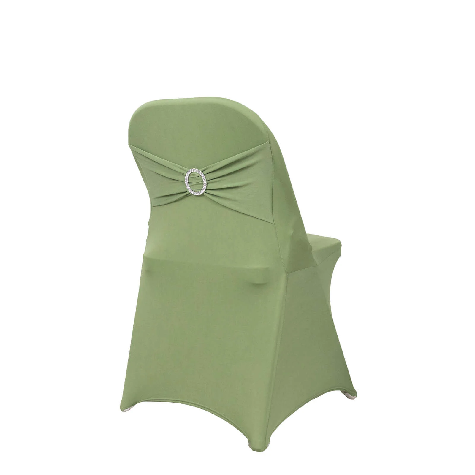 Stretch Spandex Folding Chair Cover Sage Green - Wrinkle Resistant Fitted Slipcover with Silver Rhinestone Buckled Sash Band Accent - Image 6