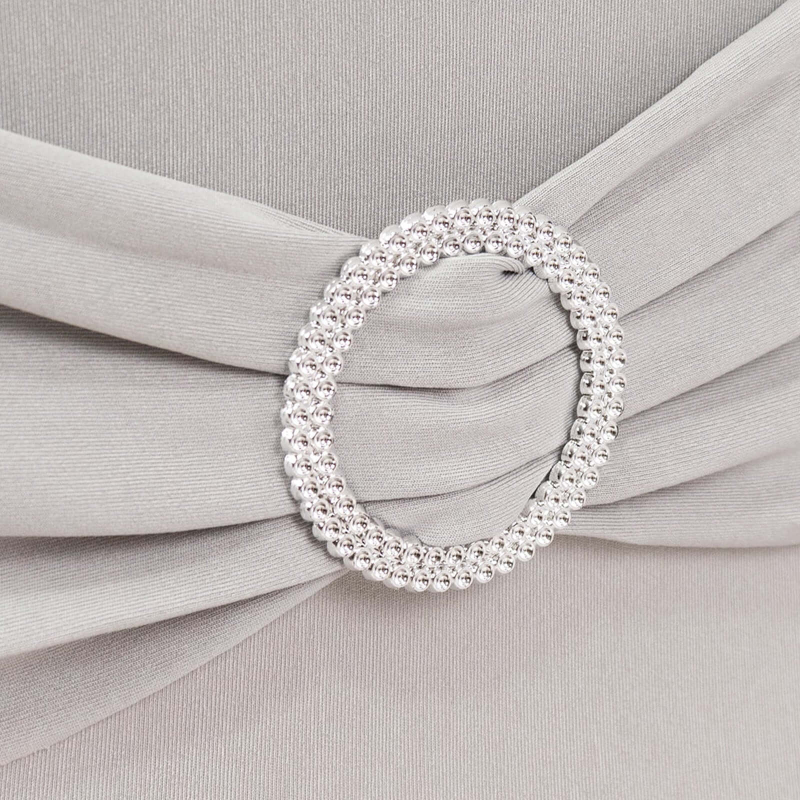 Stretch Spandex Folding Chair Cover Silver - Wrinkle Resistant Fitted Slipcover with Silver Rhinestone Buckled Sash Band Accent - Image 7
