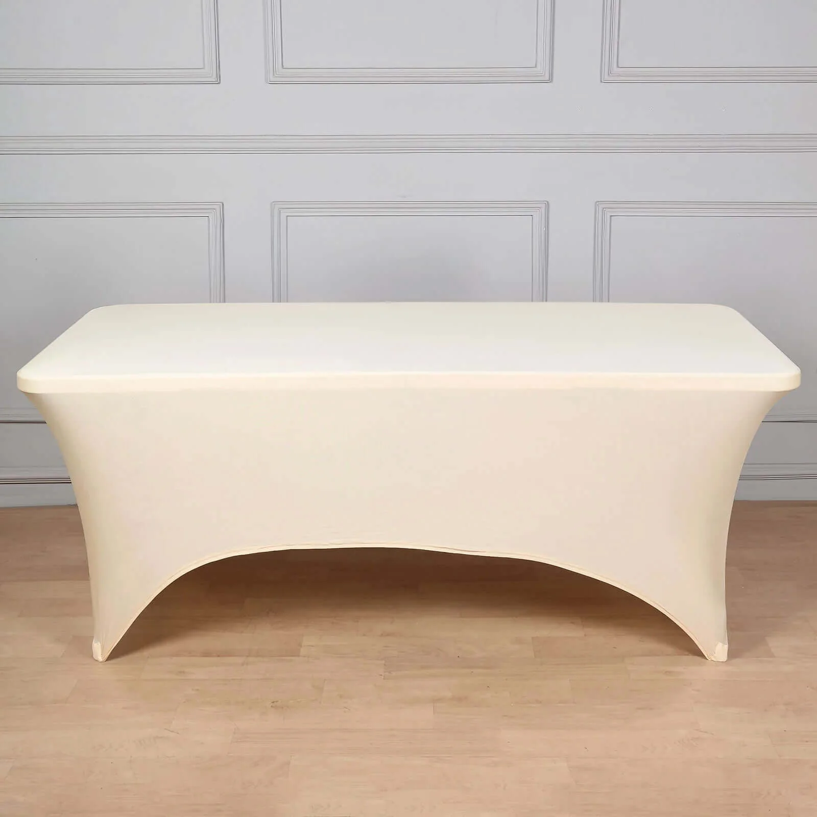 Stretch Spandex Rectangle Fitted Table Cover 96"x30" Beige - Wrinkle Free Form-Fitting Tablecloth