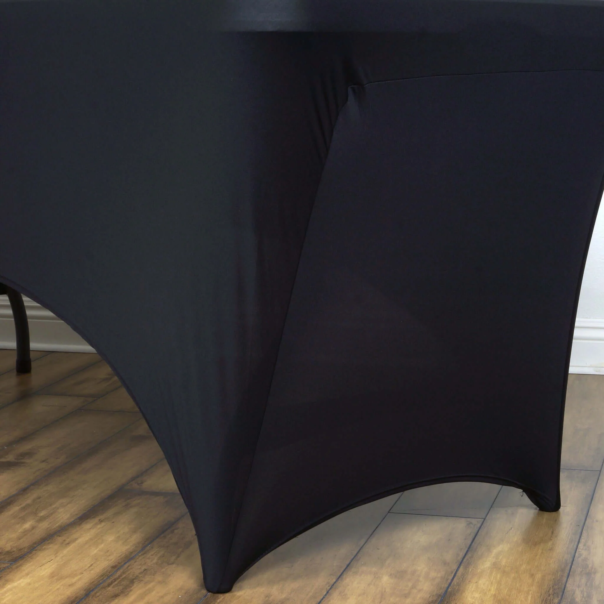 Stretch Spandex Rectangle Fitted Table Cover 96"x30" Black - Wrinkle Free Form-Fitting Tablecloth - Image 2