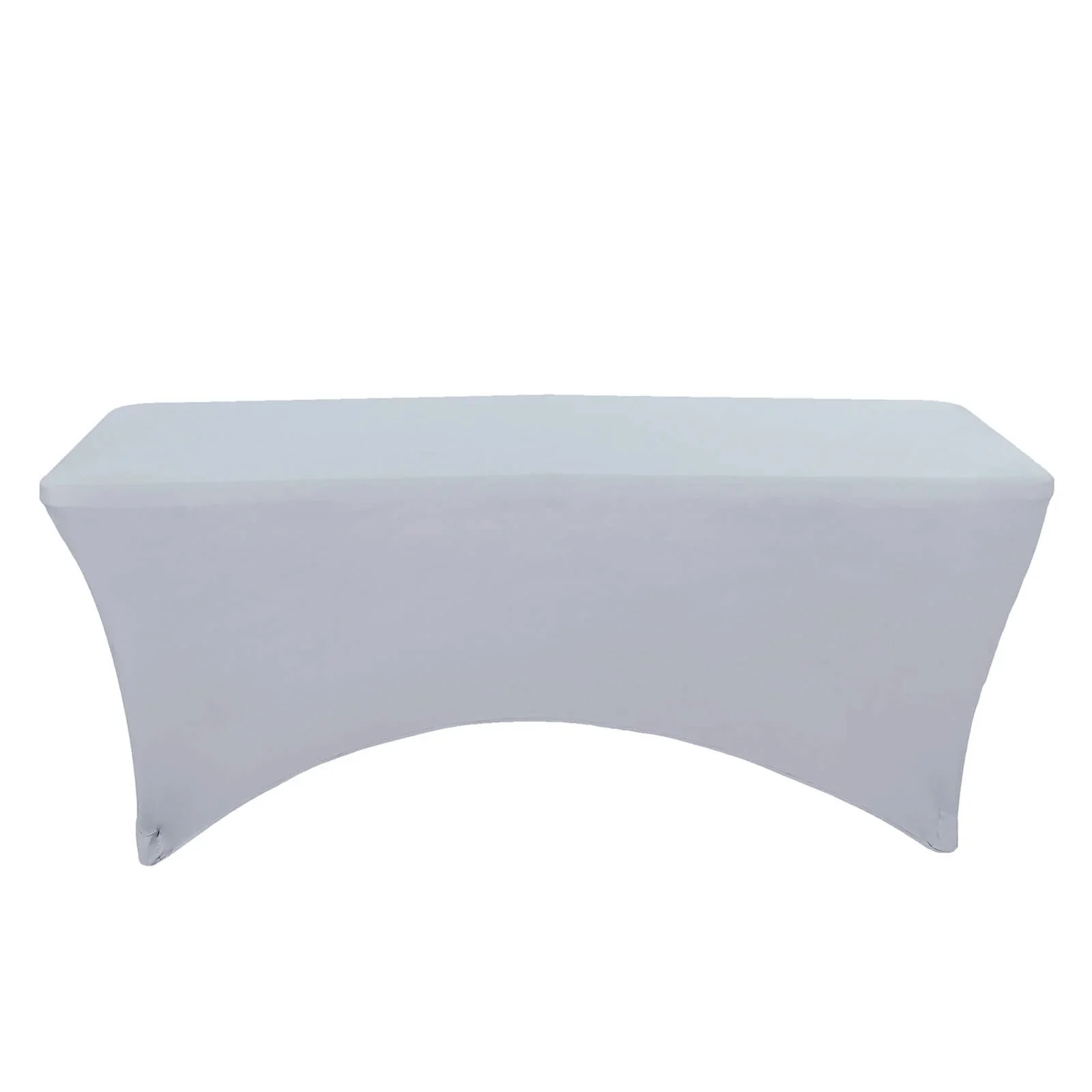Stretch Spandex Rectangle Fitted Table Cover 96"x30" Silver - Wrinkle Free Form-Fitting Tablecloth - Image 7