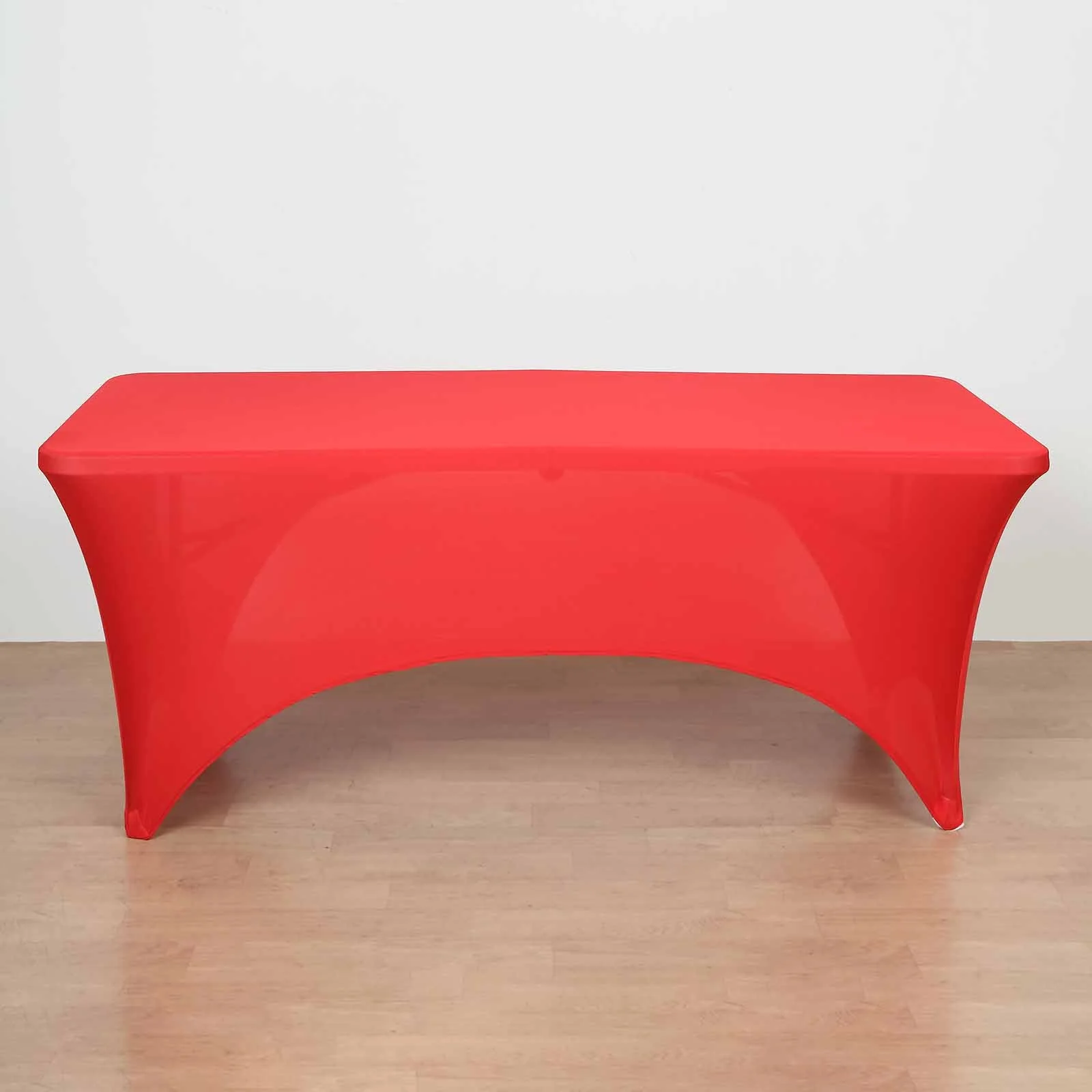 Stretch Spandex Rectangle Table Cover 96"x30" Red - Curved Open Back Fitted Tablecloth - Image 11