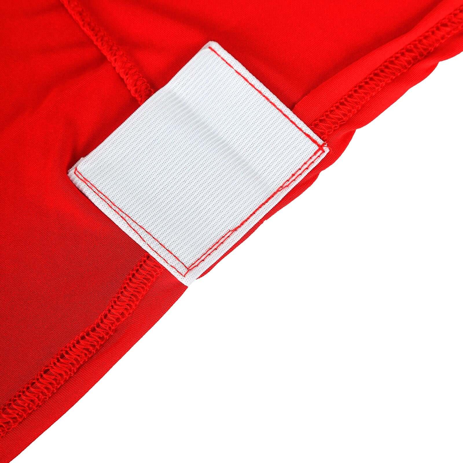 Stretch Spandex Rectangle Table Cover 96"x30" Red - Curved Open Back Fitted Tablecloth - Image 12