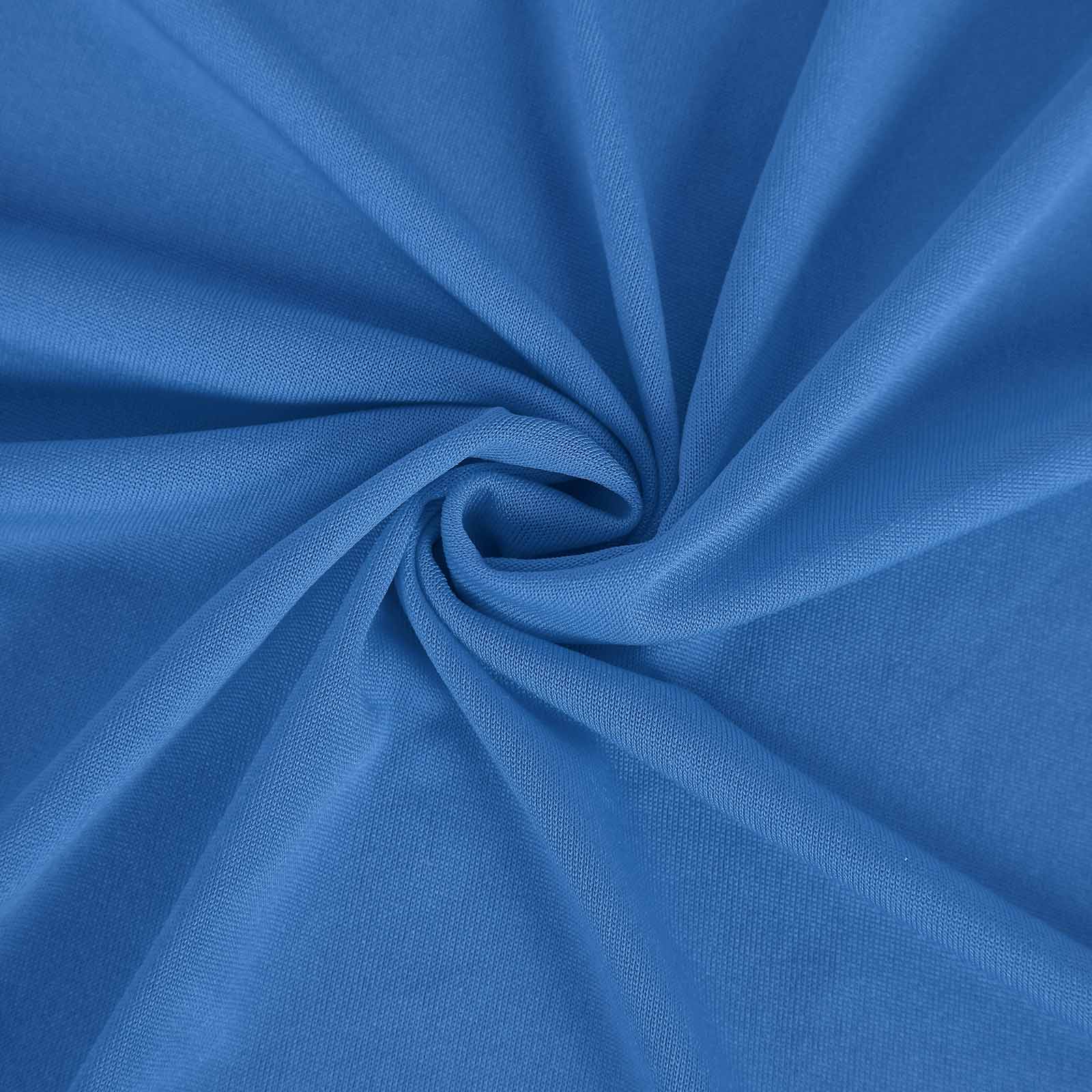 Stretch Spandex Rectangle Table Cover 96"x30" Royal Blue - Curved Open Back Fitted Tablecloth - Image 14