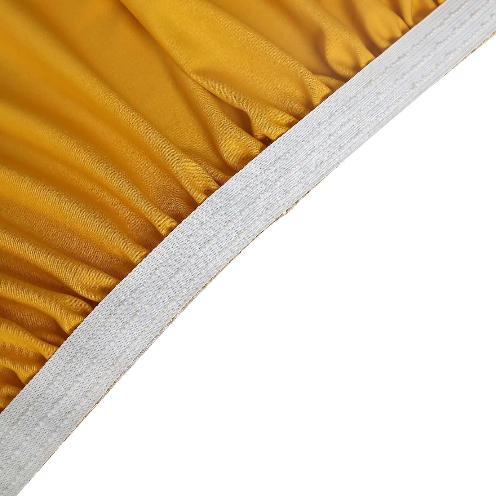 Stretch Spandex Rectangle Table Top Cover 72"x30" Metallic Gold - Sleek & Durable Shimmering Fitted Table Topper Cap for Chic Events - Image 6