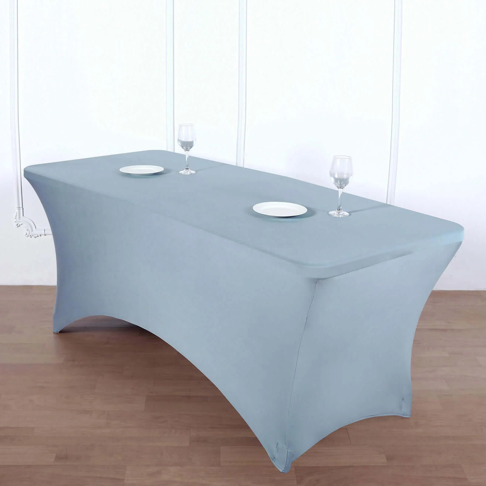 Stretch Spandex Rectangle Tablecloth 6ft Dusty Blue - Wrinkle Free Fitted Table Cover - Image 5