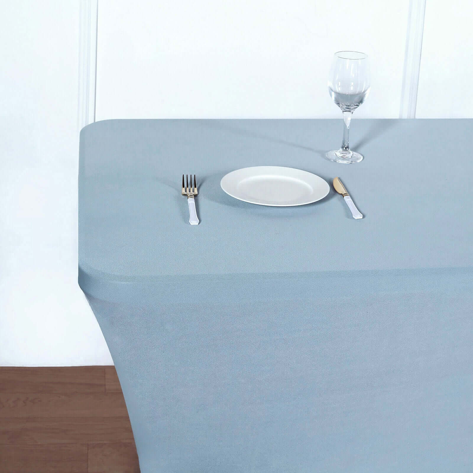 Stretch Spandex Rectangle Tablecloth 6ft Dusty Blue - Wrinkle Free Fitted Table Cover - Image 6