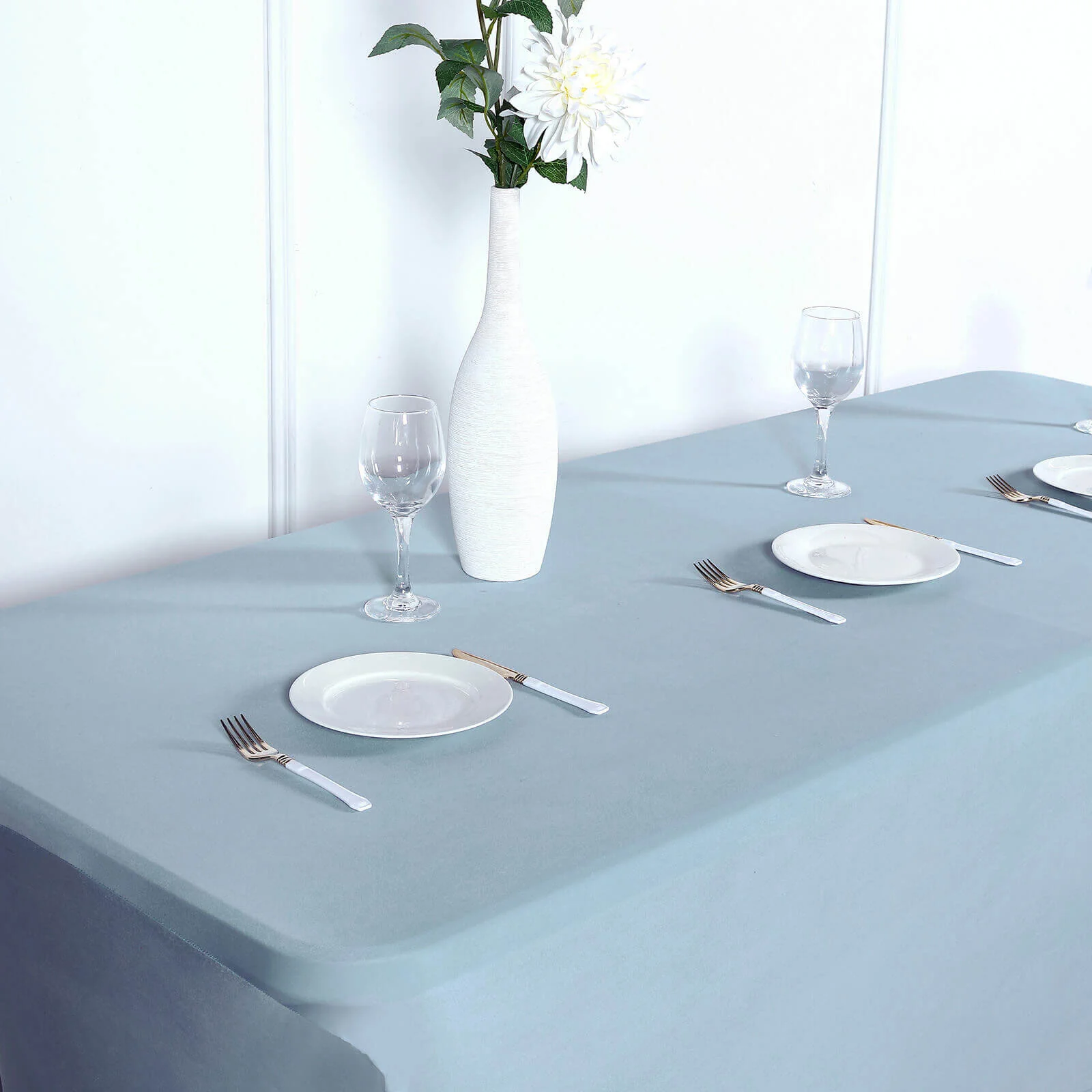 Stretch Spandex Rectangle Tablecloth 6ft Dusty Blue - Wrinkle Free Fitted Table Cover - Image 7