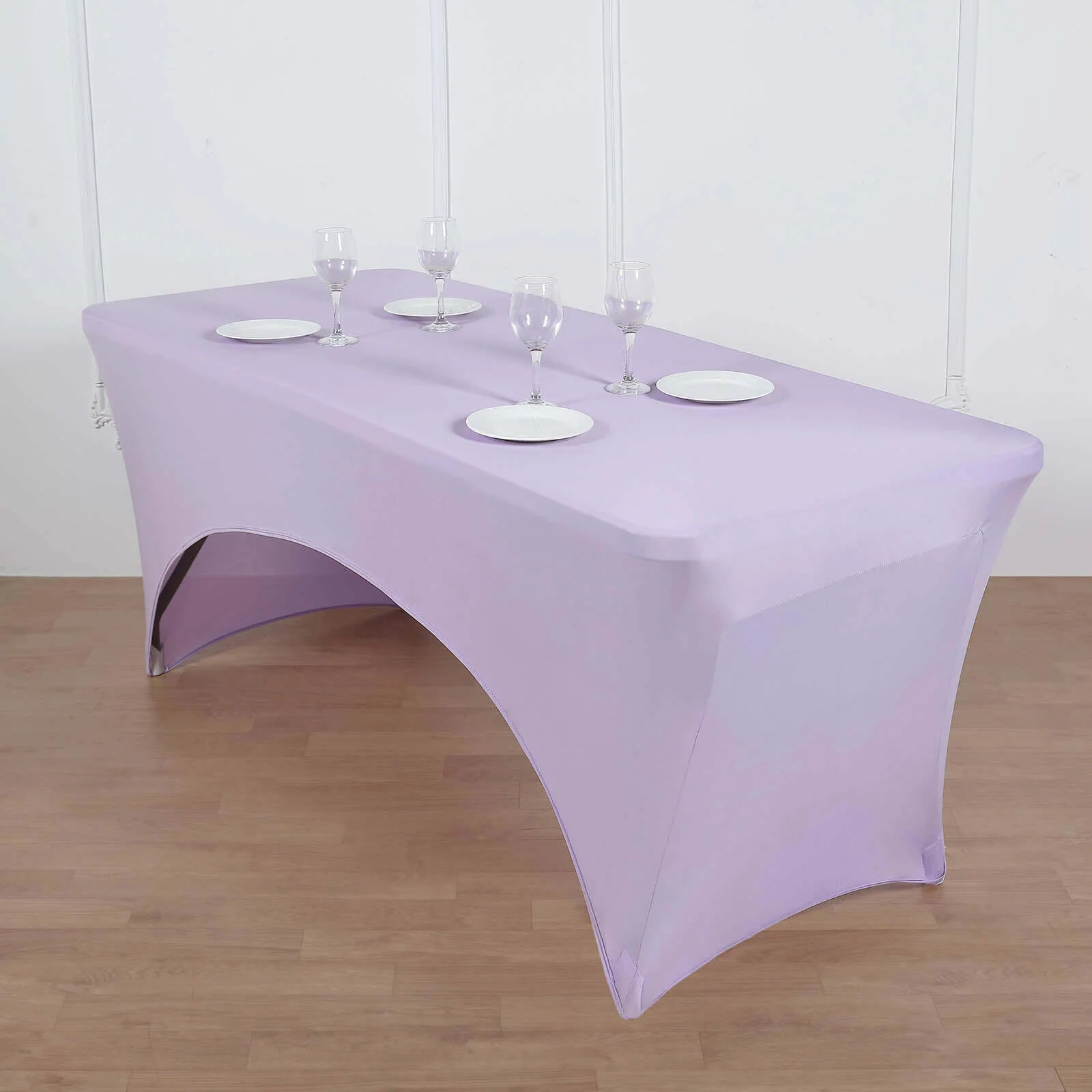 Stretch Spandex Rectangle Tablecloth 6ft Lavender Lilac - Wrinkle Free Fitted Table Cover - Image 5