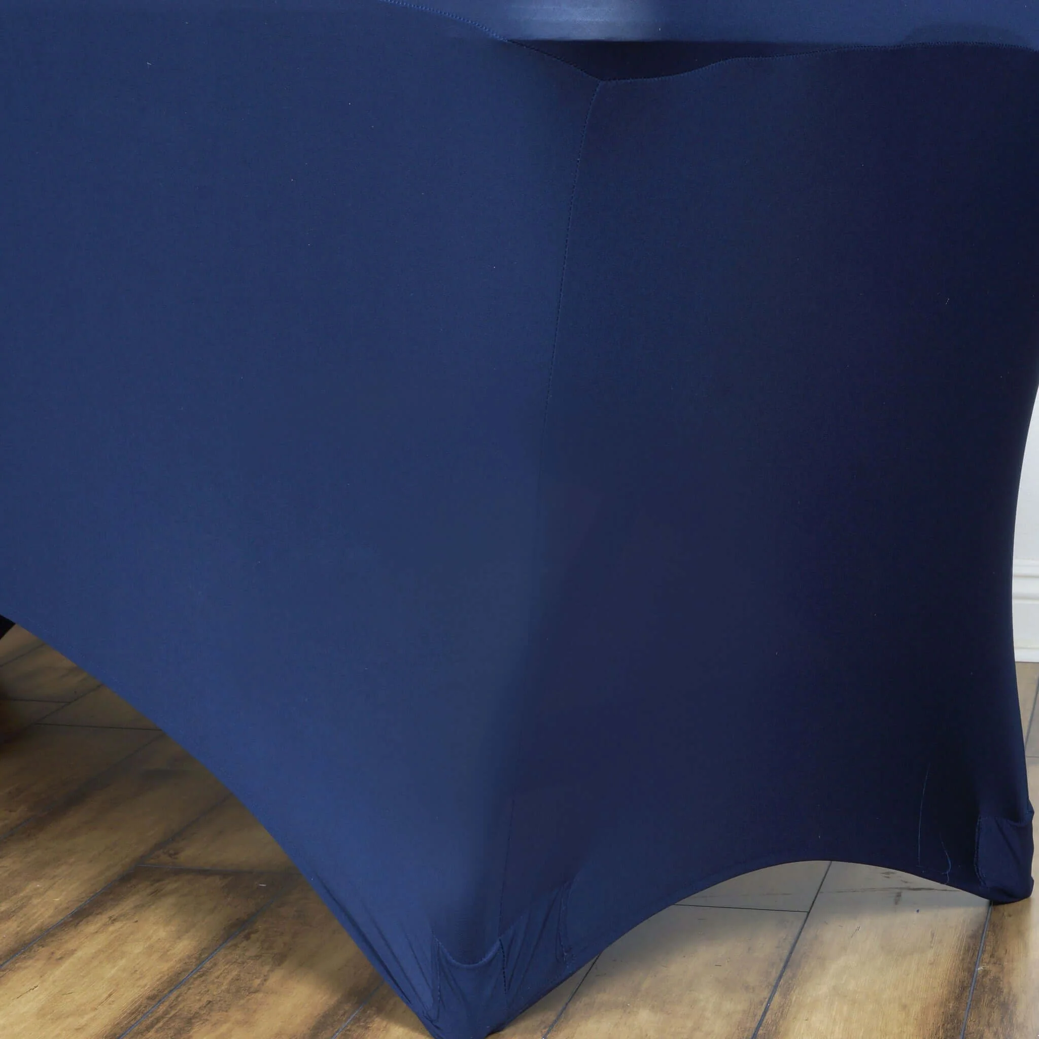 Stretch Spandex Rectangle Tablecloth 6ft Navy Blue - Wrinkle Free Fitted Table Cover - Image 4