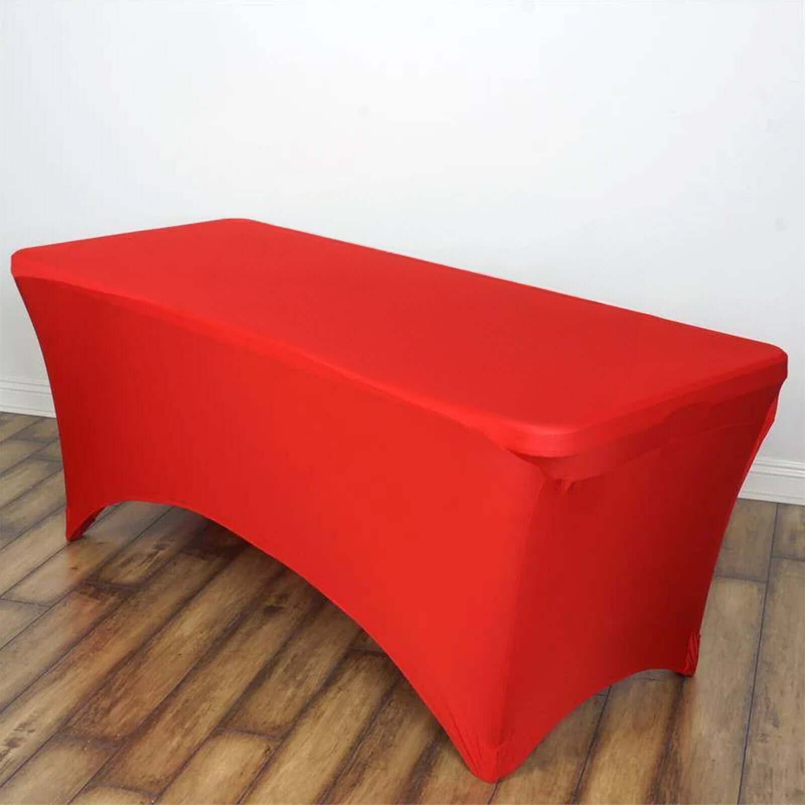 Stretch Spandex Rectangle Tablecloth 6ft Red - Wrinkle Free Fitted Table Cover