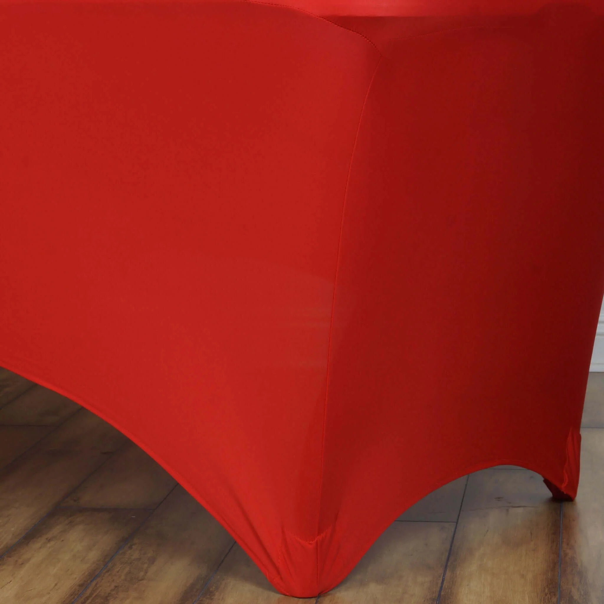 Stretch Spandex Rectangle Tablecloth 6ft Red - Wrinkle Free Fitted Table Cover - Image 2