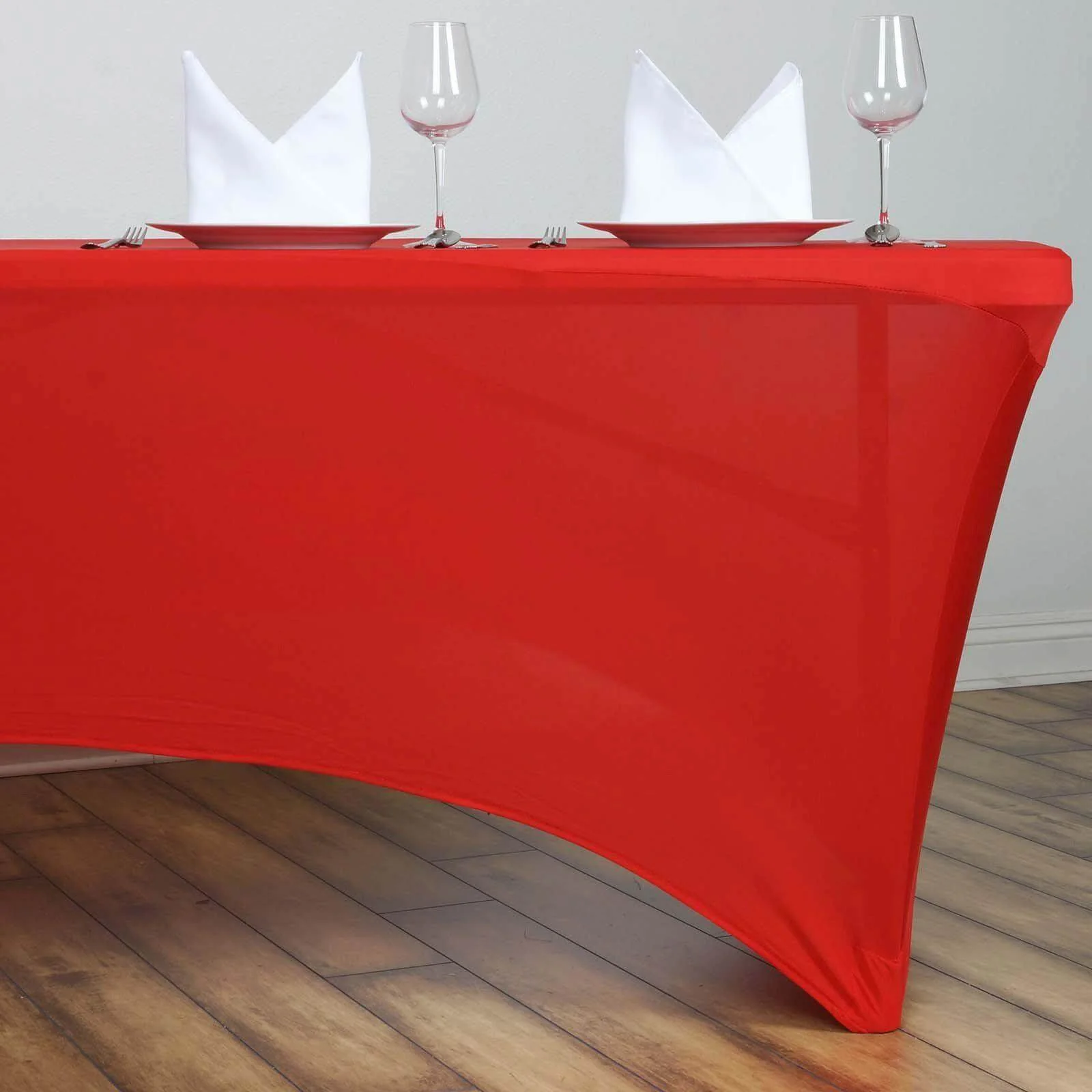 Stretch Spandex Rectangle Tablecloth 6ft Red - Wrinkle Free Fitted Table Cover - Image 3