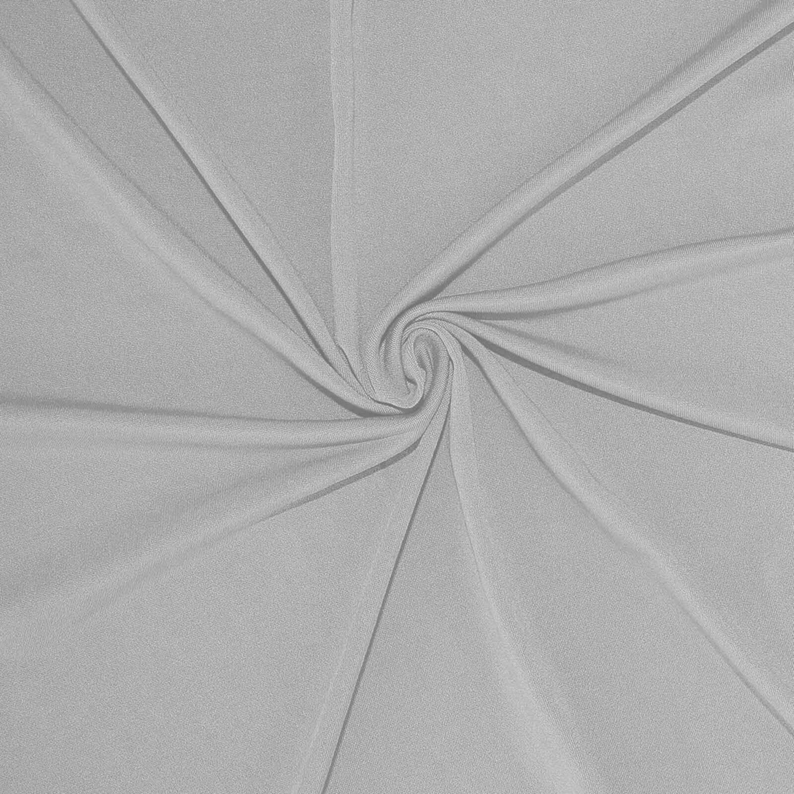 Stretch Spandex Rectangle Tablecloth 6ft Silver - Wrinkle Free Fitted Table Cover - Image 7