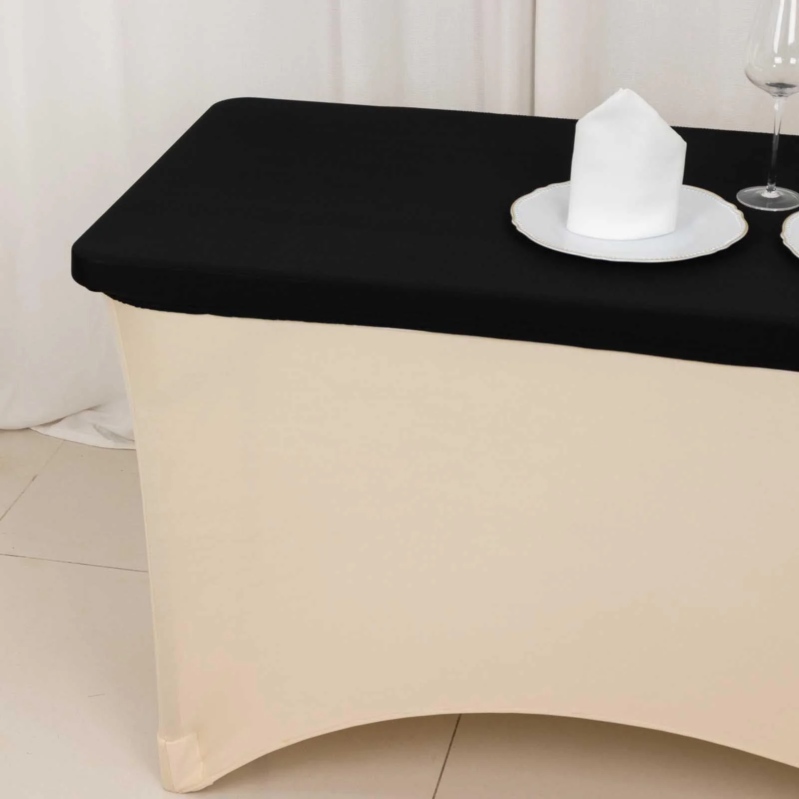 Stretch Spandex Rectangle Tablecloth Top Cover 48"x30" Black - Tailored Fit Table Topper Cap - Image 6