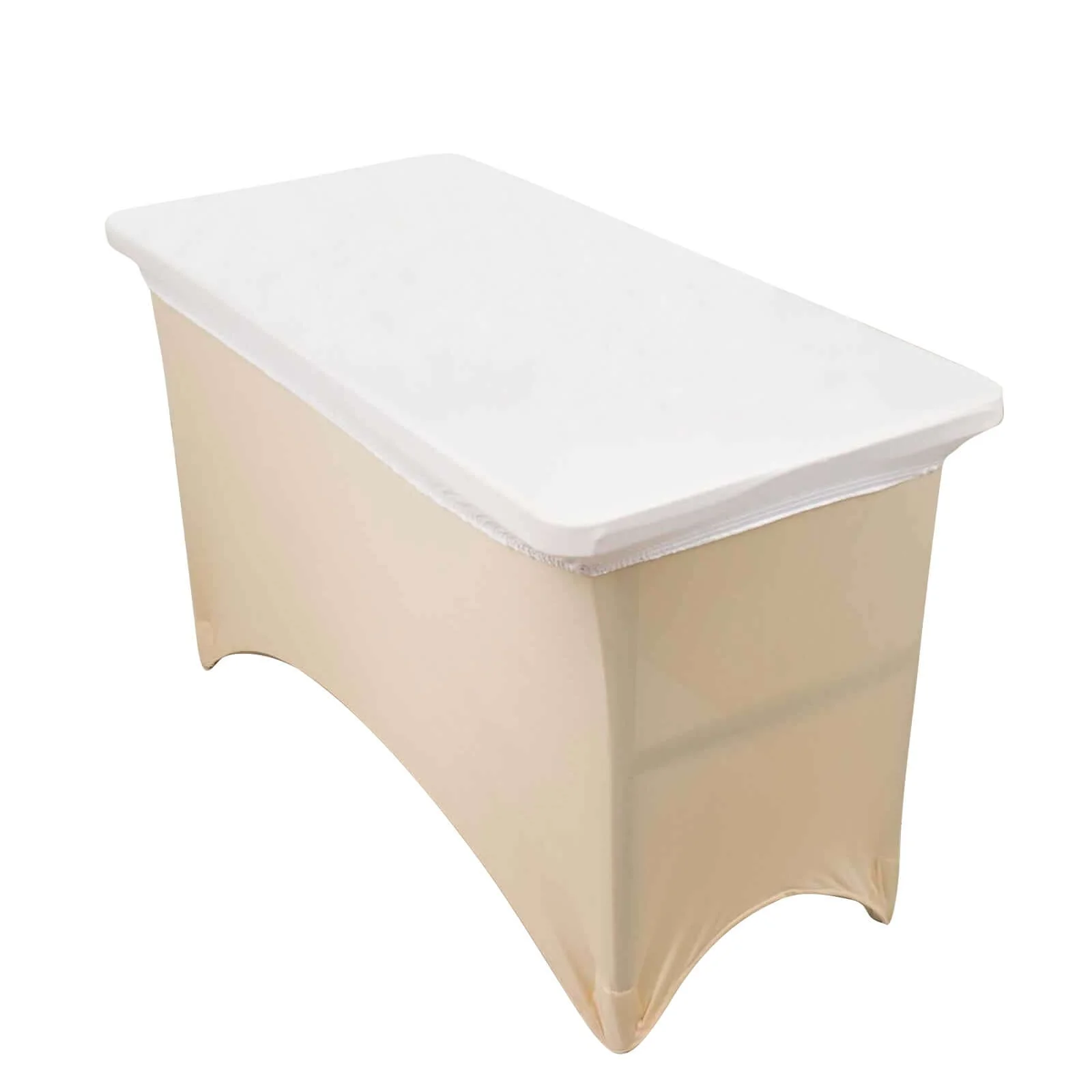 Stretch Spandex Rectangle Tablecloth Top Cover 48"x30" White - Easy to Maintain Form-Fitting Table Cover for Weddings & Events - Image 6