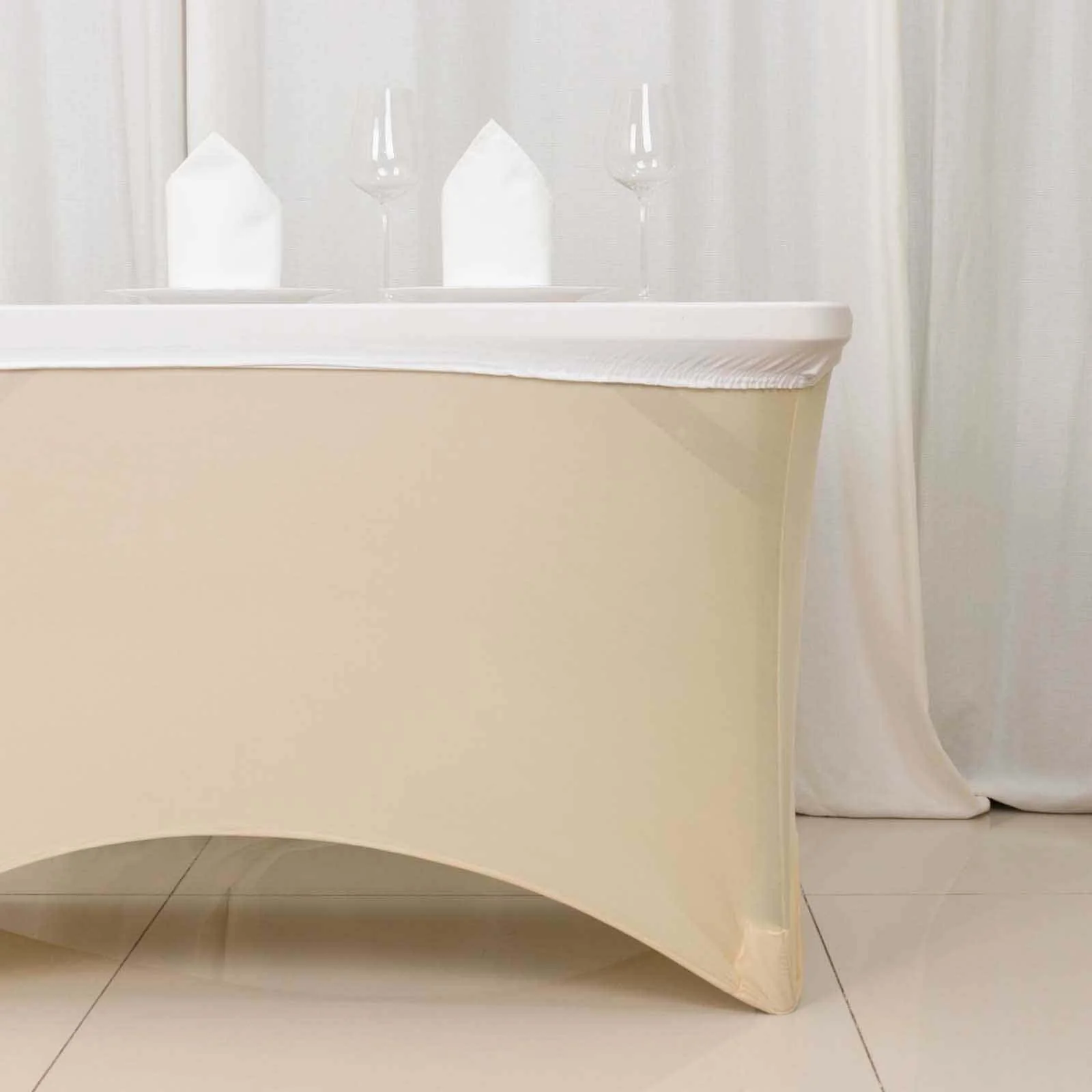 Stretch Spandex Rectangle Tablecloth Top Cover 48"x30" White - Easy to Maintain Form-Fitting Table Cover for Weddings & Events - Image 7