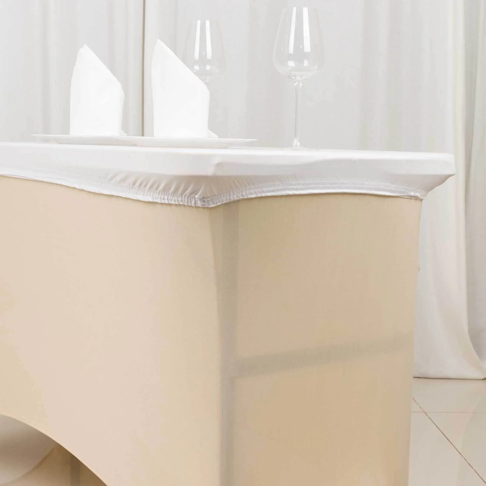 Stretch Spandex Rectangle Tablecloth Top Cover 48"x30" White - Easy to Maintain Form-Fitting Table Cover for Weddings & Events - Image 9