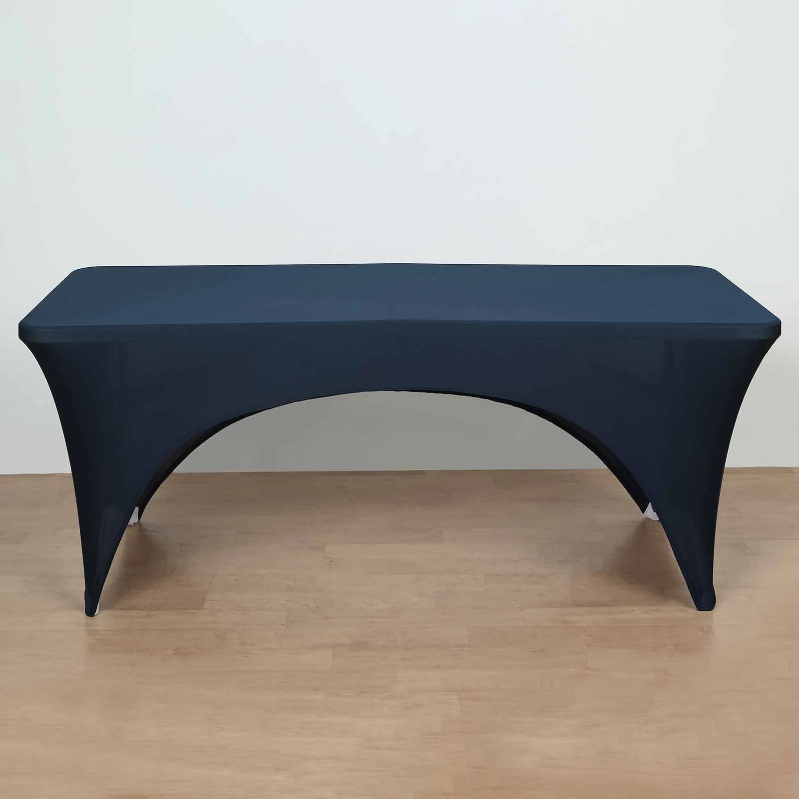 Stretch Spandex Rectangular Table Cover 72"x30" Navy Blue - Curved Open Back Fitted Tablecloth