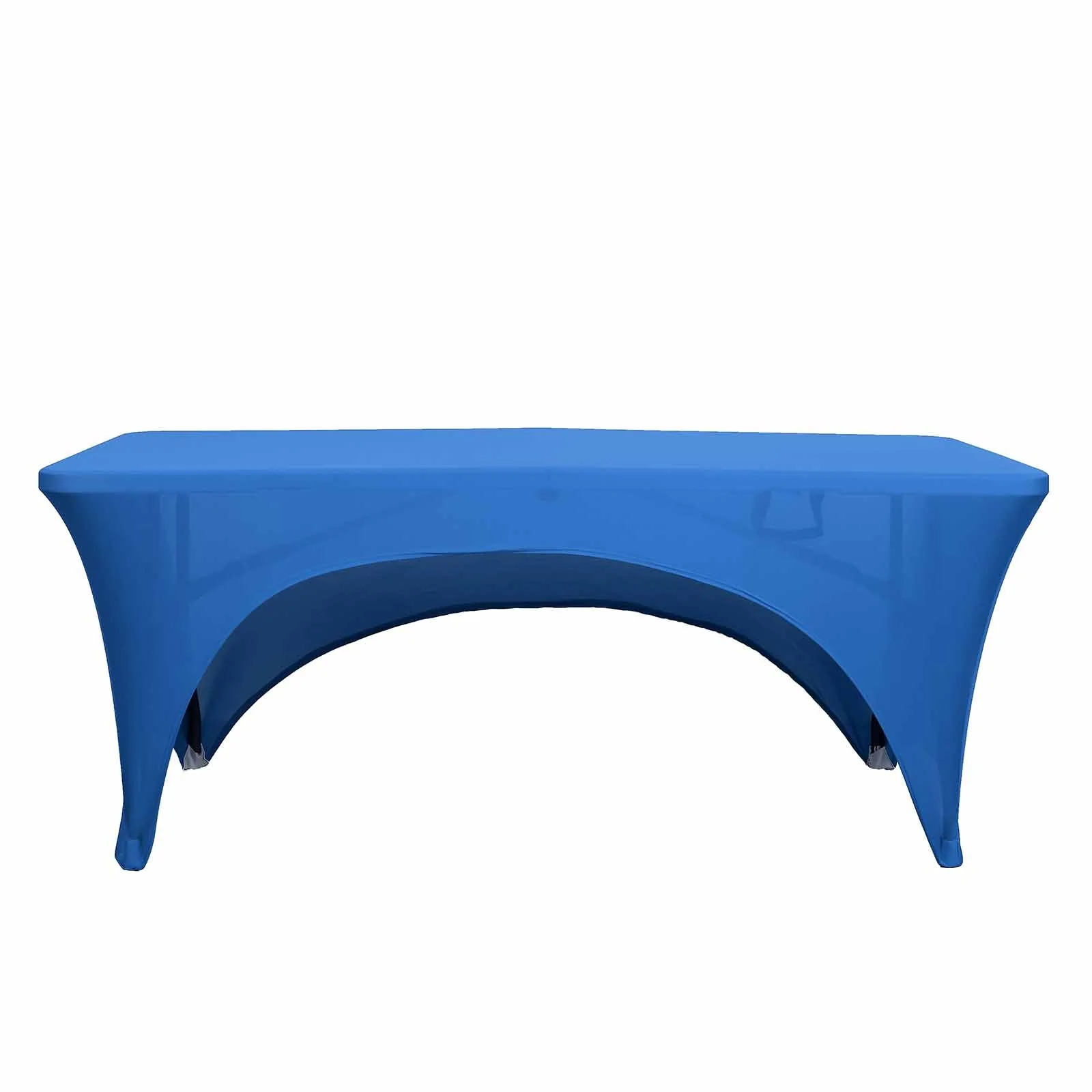 Stretch Spandex Rectangular Table Cover 72"x30" Royal Blue - Curved Open Back Fitted Tablecloth - Image 7