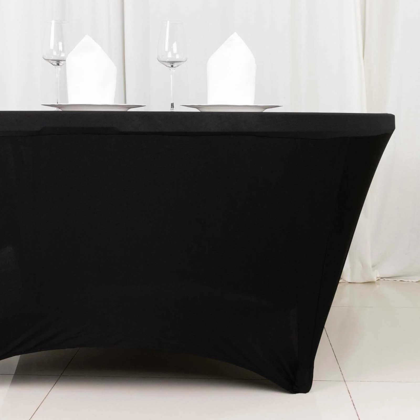 Stretch Spandex Round Tablecloth 6ft Black - Easy to Maintain Form-Fitting Table Cover - Image 2