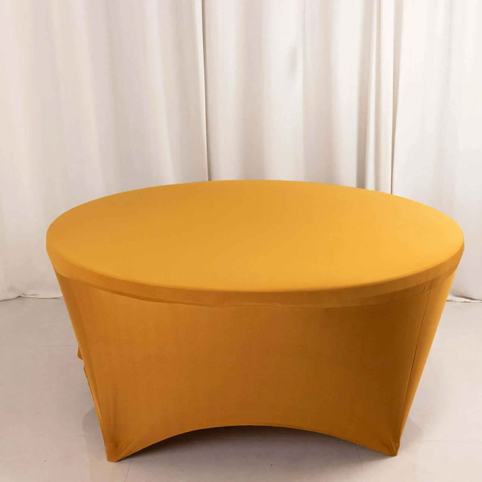 Stretch Spandex Round Tablecloth 6ft Gold - Easy to Maintain Form-Fitting Table Cover