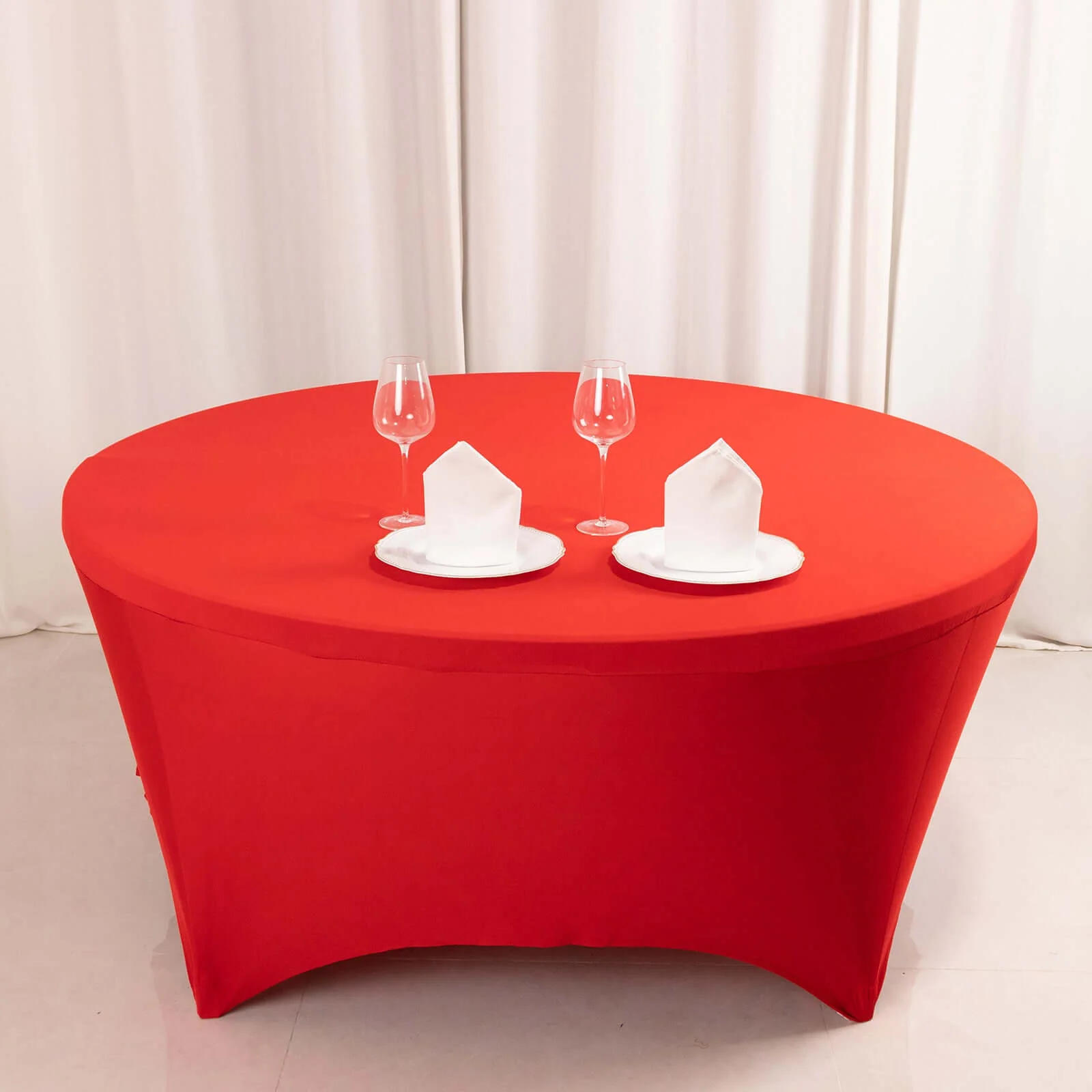 Stretch Spandex Round Tablecloth 6ft Red - Easy to Maintain Form-Fitting Table Cover - Image 3