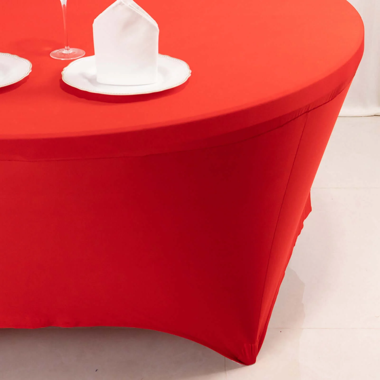 Stretch Spandex Round Tablecloth 6ft Red - Easy to Maintain Form-Fitting Table Cover - Image 5