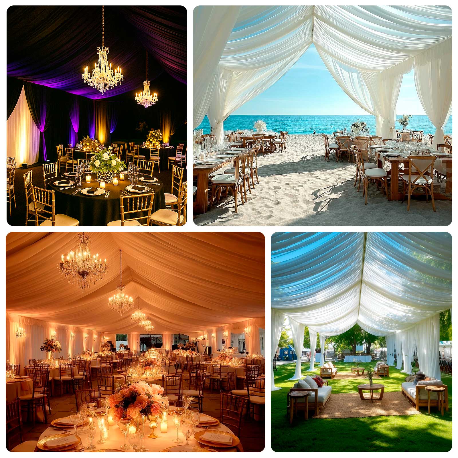 Stretch Spandex Tent Ceiling Drape – 25ft x 36ft, Ivory 180GSM Wrinkle-Free Fabric Ceiling Liner with Pole Pockets, Premium - Image 5