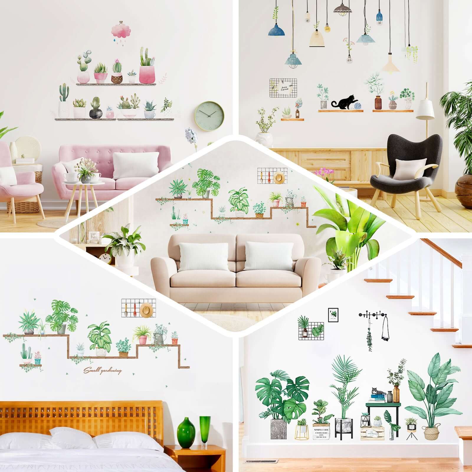 Succulent Potted Plants on Shelf Wall Decals, Peel and Stick Decor Stickers - Image 5