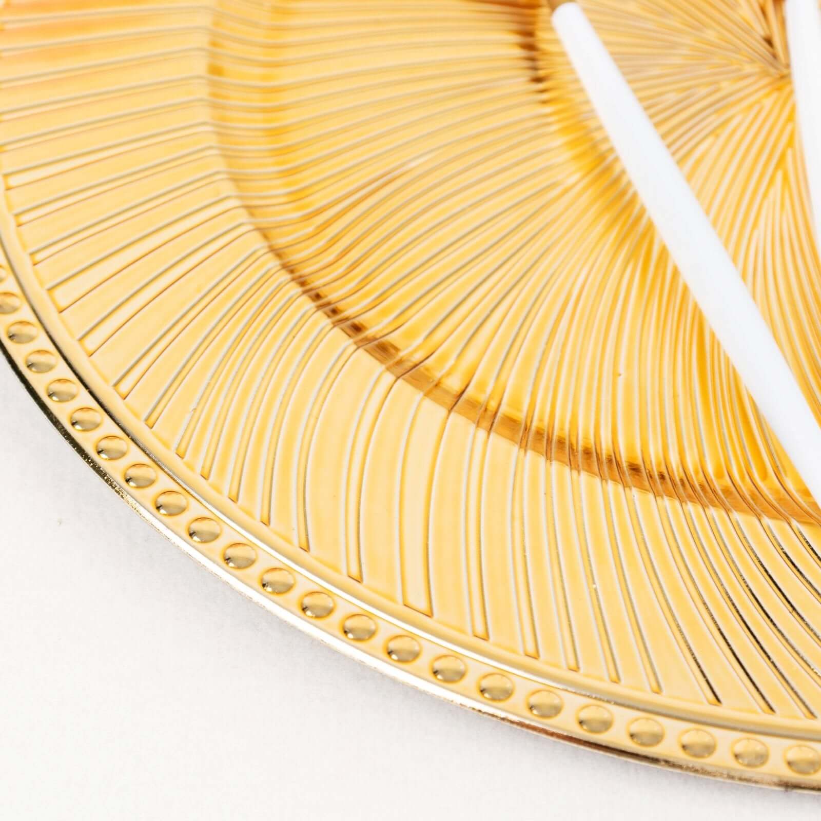 6-Pack Acrylic Charger Plates 13" Round Metallic Gold Swirl Pattern with Beaded Rim - Plastic Decorative Dinner Party Charger Tableware - Image 8